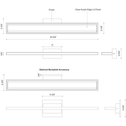 Brio LED 27.17 inch Black Bath Vanity Light Wall Light