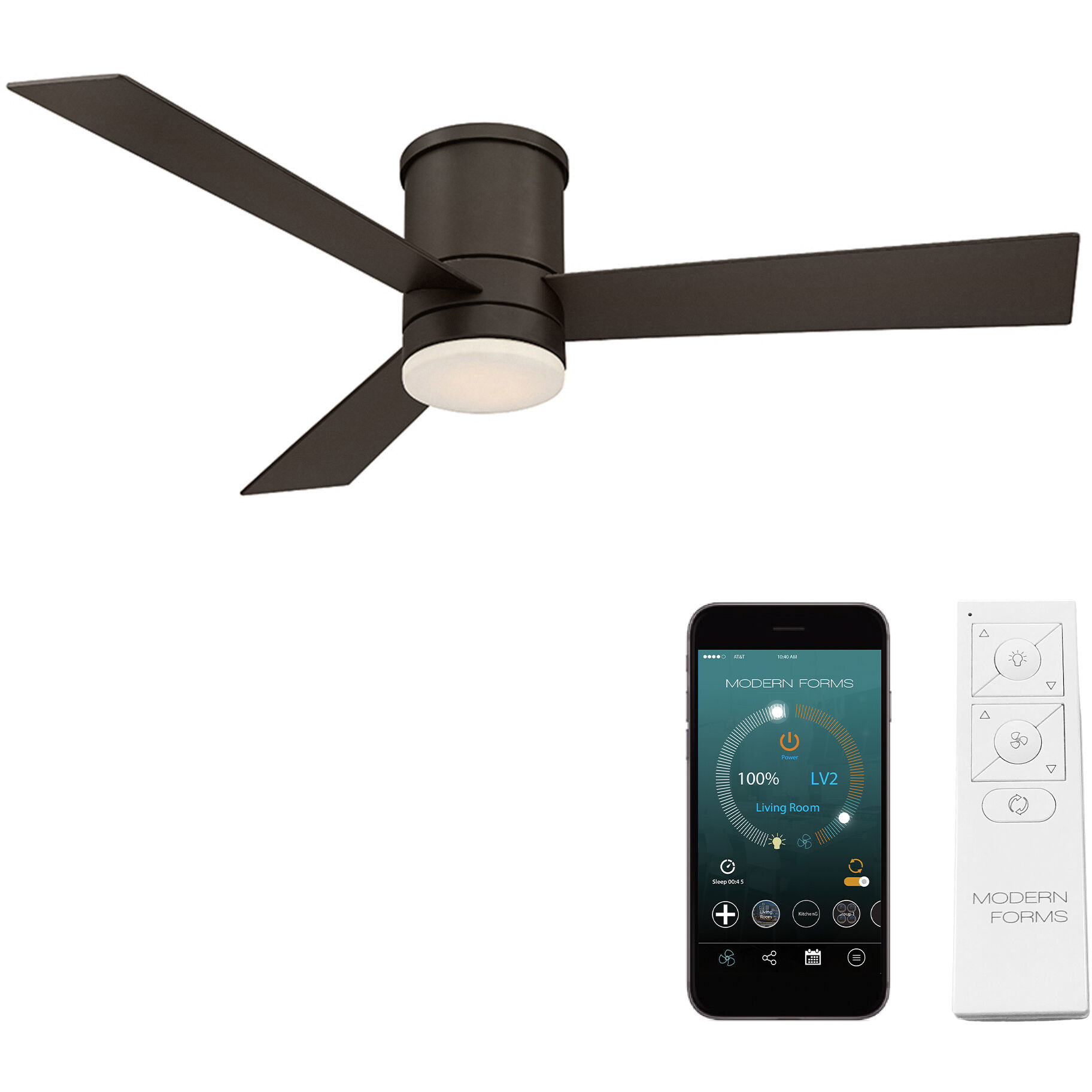 Axis 52 inch Bronze Flush Mount Ceiling Fan in 2700K