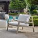 Strapped Ivory Rattan and Cerused Wheat Mahogany Wood Outdoor Lounge Chair