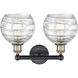 Athens Deco Swirl 2 Light 17 inch Black Antique Brass Bath Vanity Light Wall Light in Clear Deco Swirl Glass