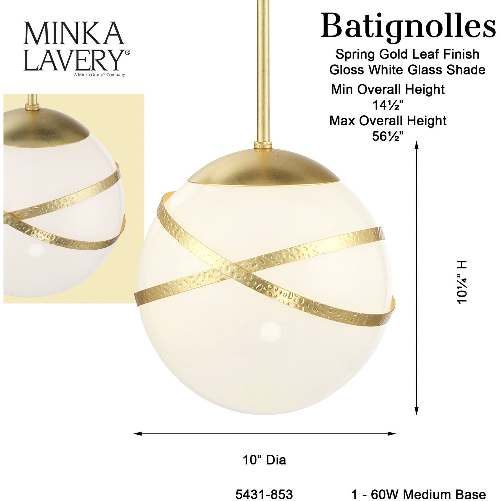 Batignolles 1 Light 10 inch Spring Gold Leaf Mini Pendant Ceiling Light