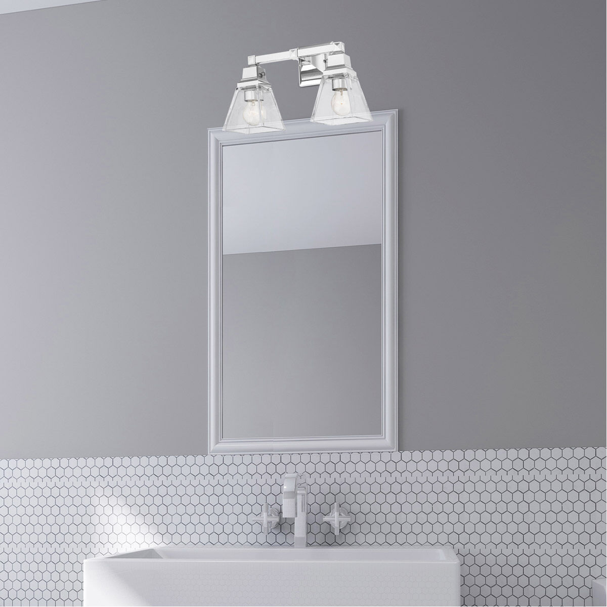 Mission 2 Light 15 inch Polished Chrome Vanity Sconce Wall Light