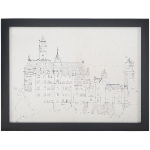 Neuschwanstein Castle White with Clear and Black Framed Wall Art