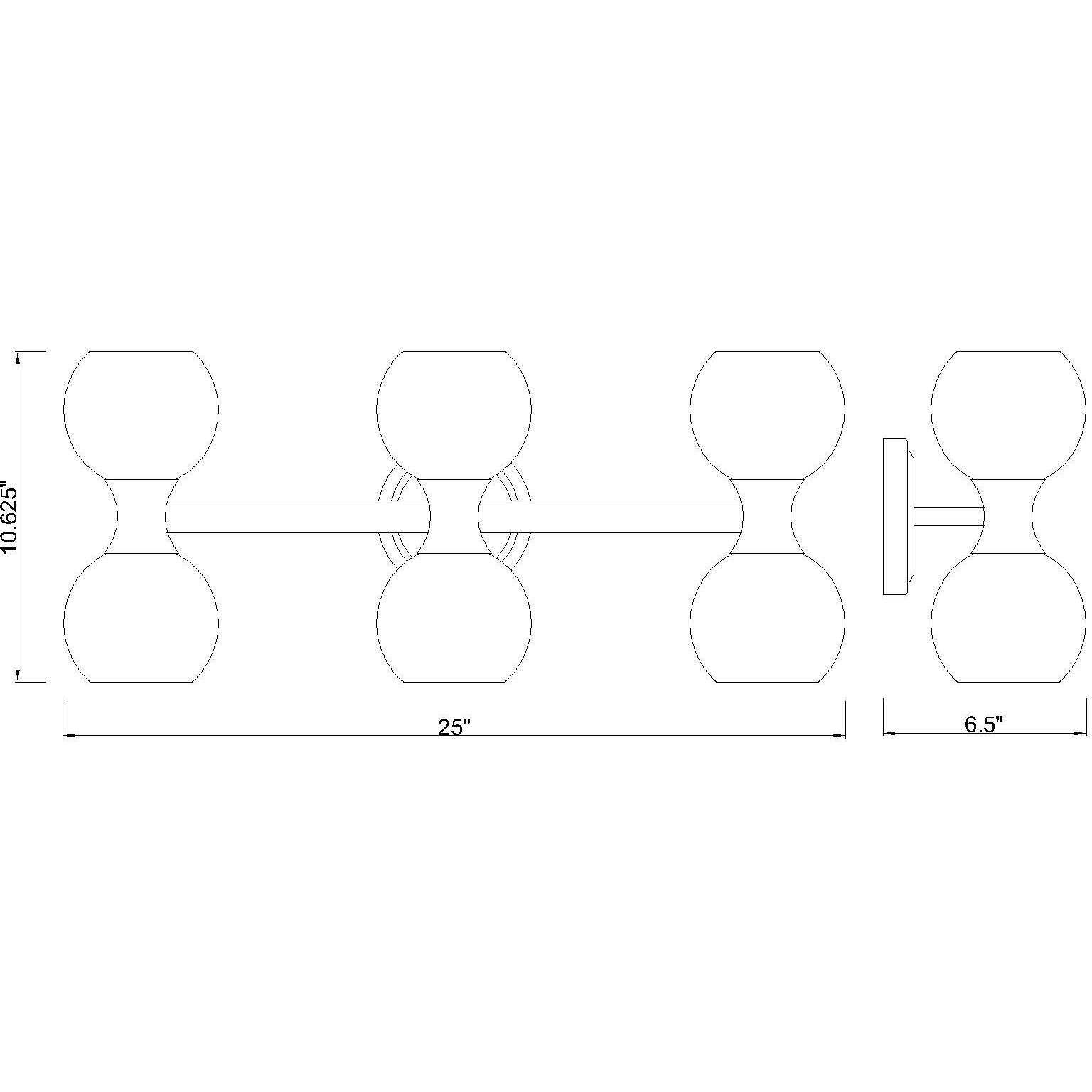 Artemis 6 Light 25 inch Matte Black Vanity Wall Light