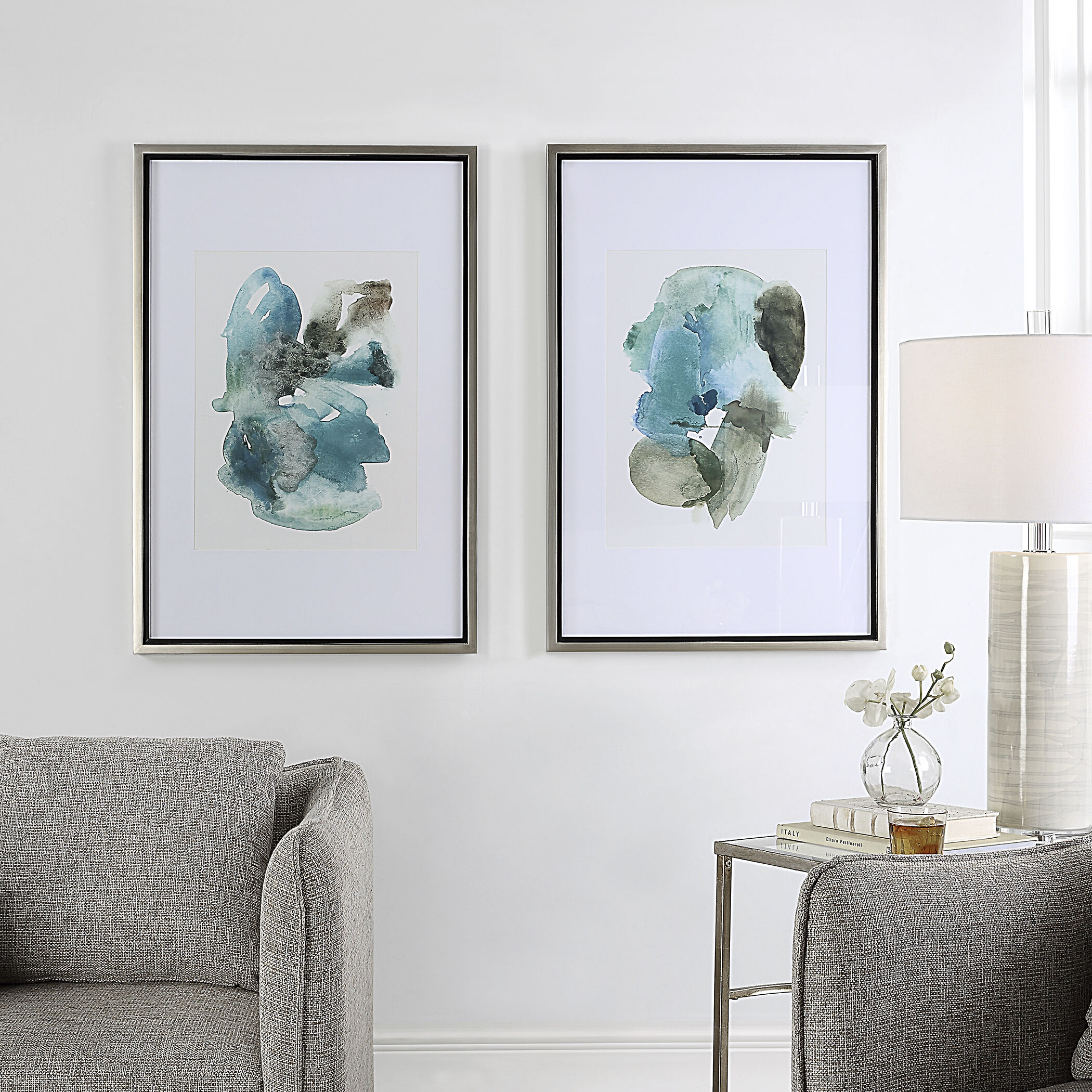 Blueprints 40 X 27 inch Watercolor Prints, Set of 2