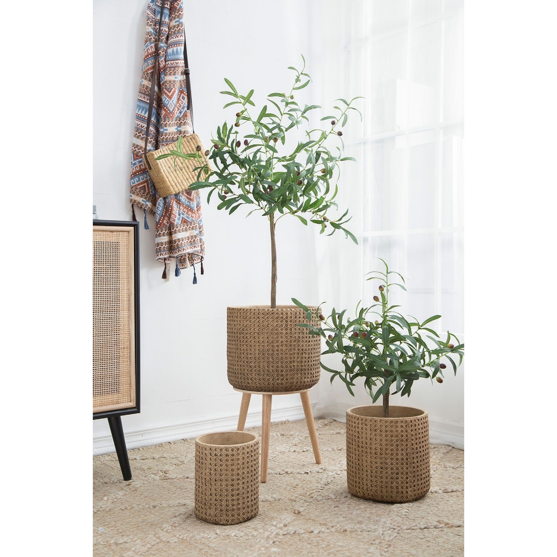 Olive Tree Green and Black Faux Plant