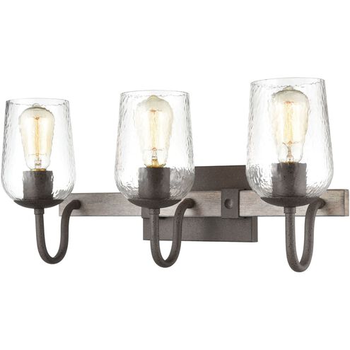 Dillon 3 Light 22 inch Vintage Rust with Colonial Maple Vanity Light Wall Light