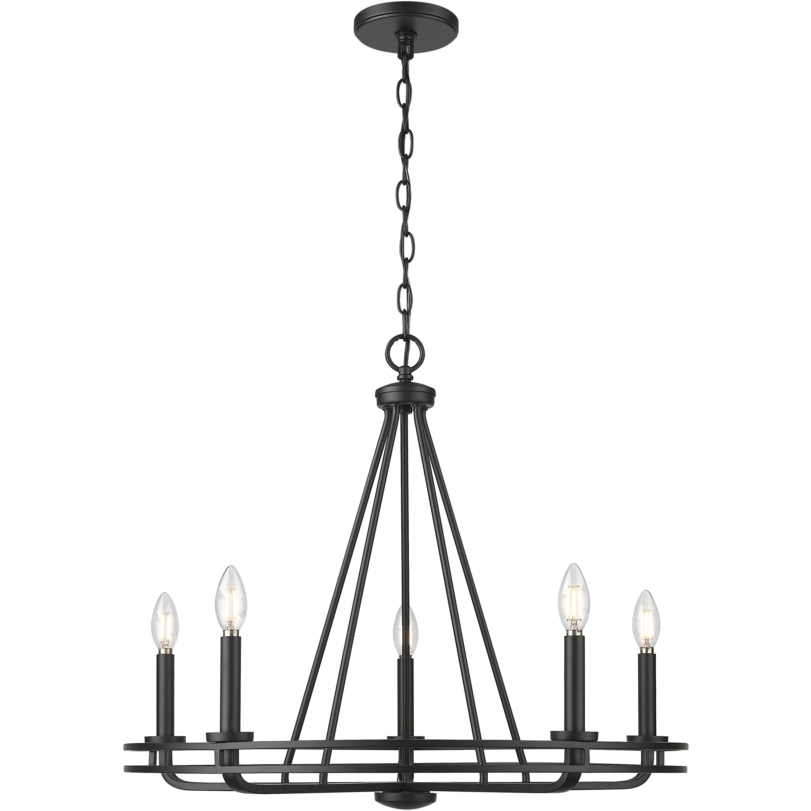 Jody 5 Light 26.5 inch Matte Black Chandelier Ceiling Light