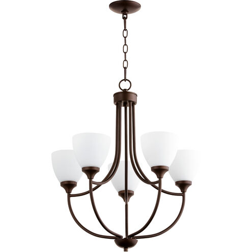 Enclave 5 Light 24 inch Oiled Bronze Chandelier Ceiling Light in Satin Opal