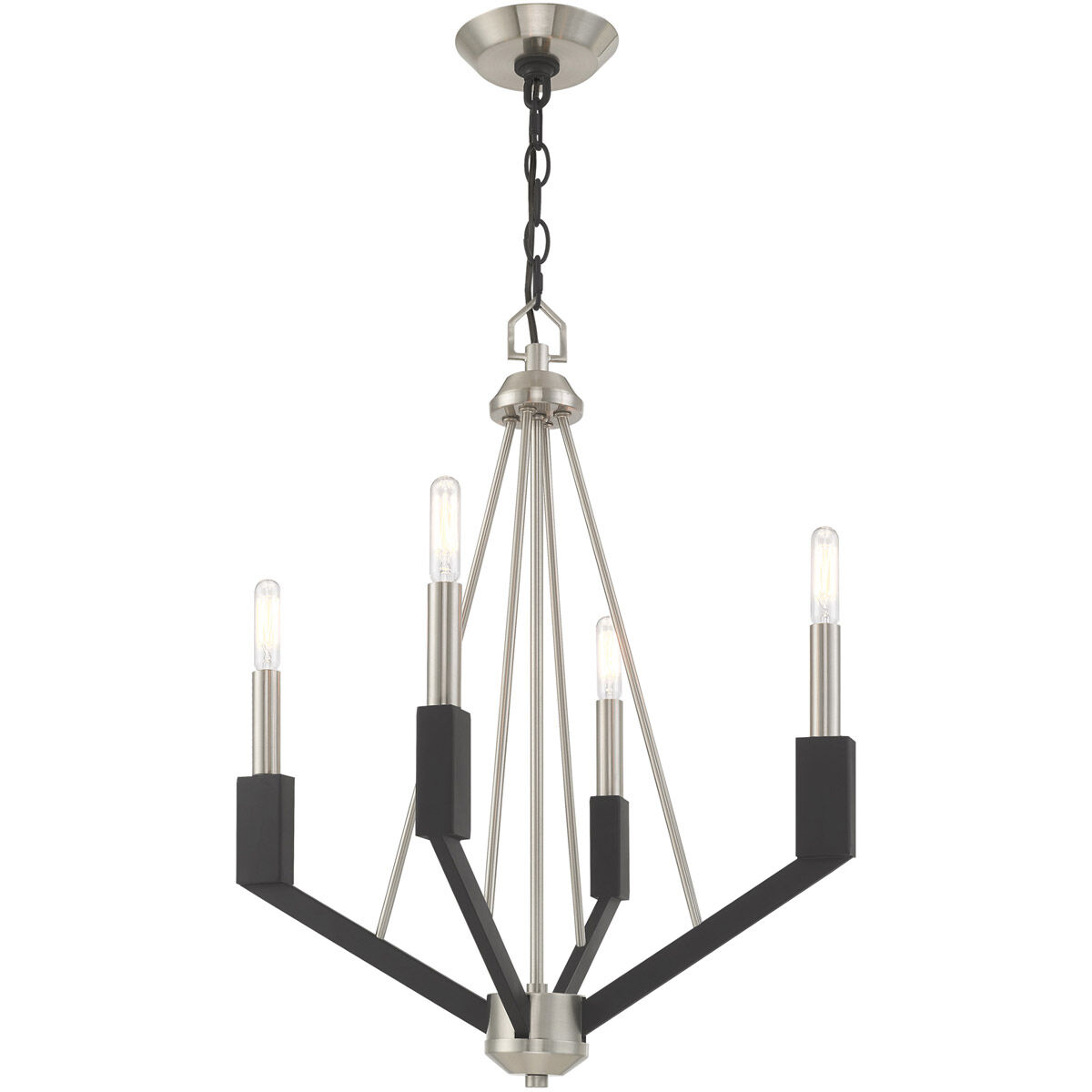 Beckett 4 Light 18 inch Brushed Nickel & Black Mini Chandelier Ceiling Light