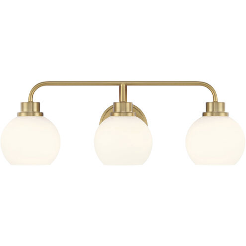 Contemporary 3 Light 24 inch Natural Brass Bathroom Vanity Light Wall Light