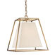 Kyle 4 Light 17 inch Aged Brass Pendant Ceiling Light in White Faux Silk
