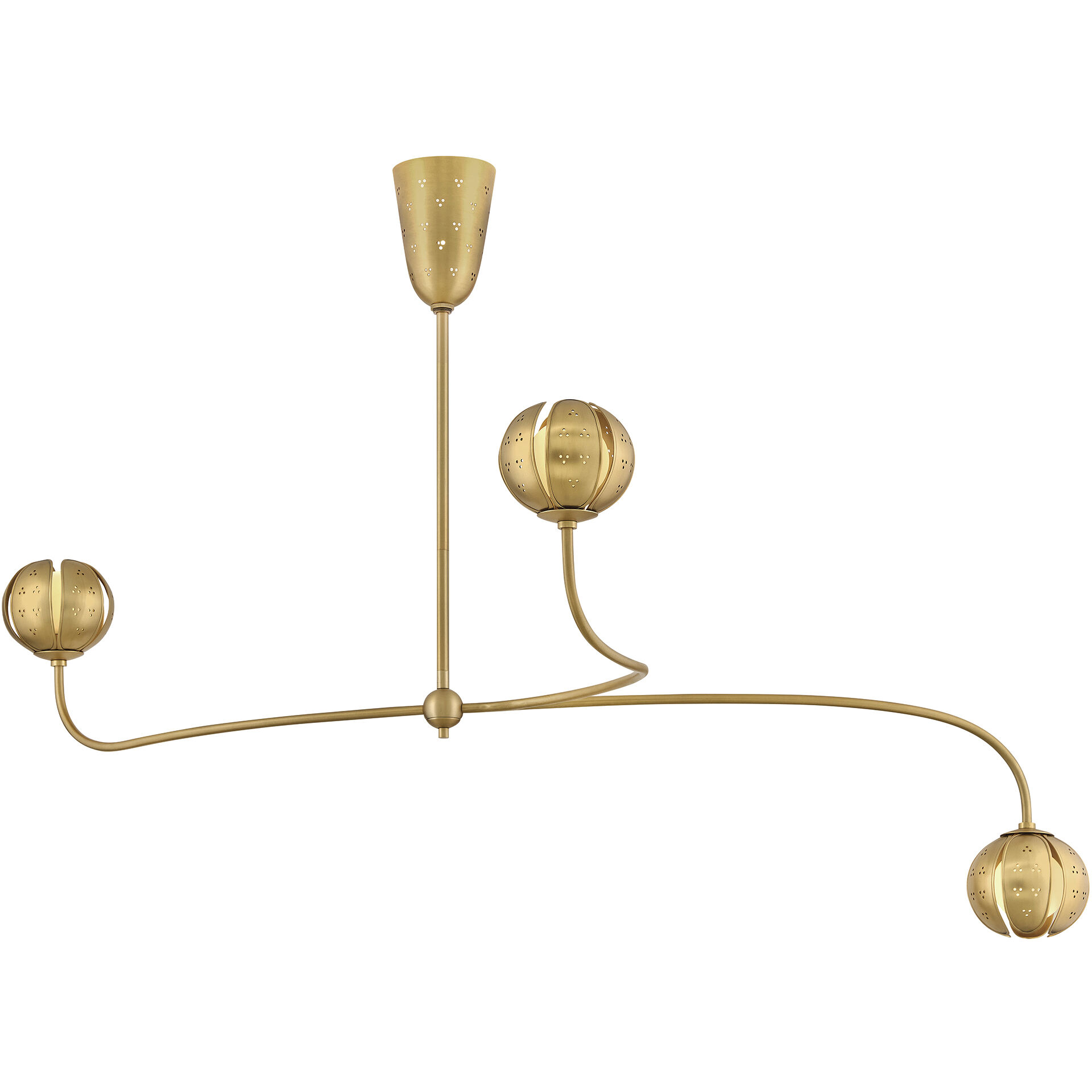 Anthos 4 Light 54 inch Unlacquered Brass Linear Pendant Ceiling Light