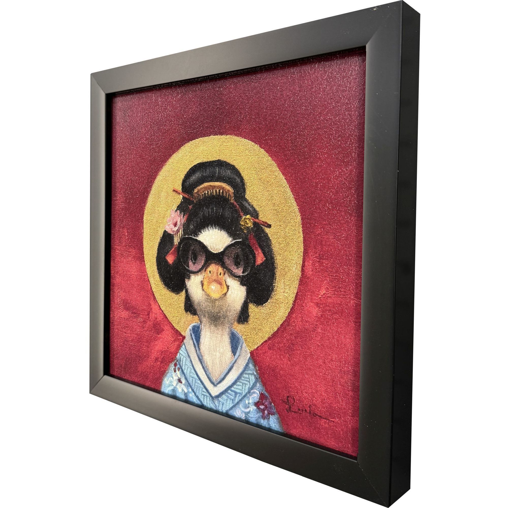 Geisha Duck 11 X 11 inch Non-Glass Framed Art, Propac