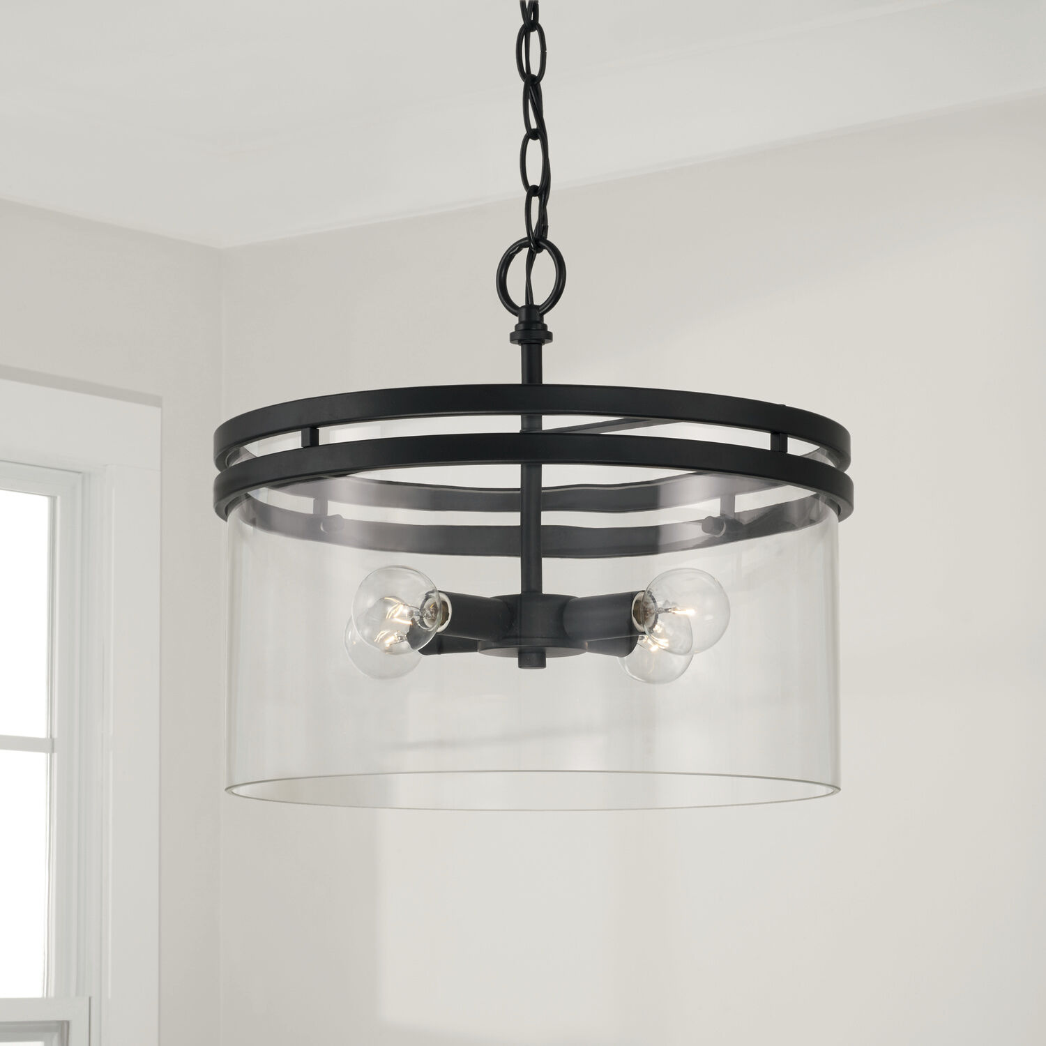 Fuller 4 Light 14.5 inch Matte Black Semi-Flush Mount Ceiling Light, Convertible Dual Mount