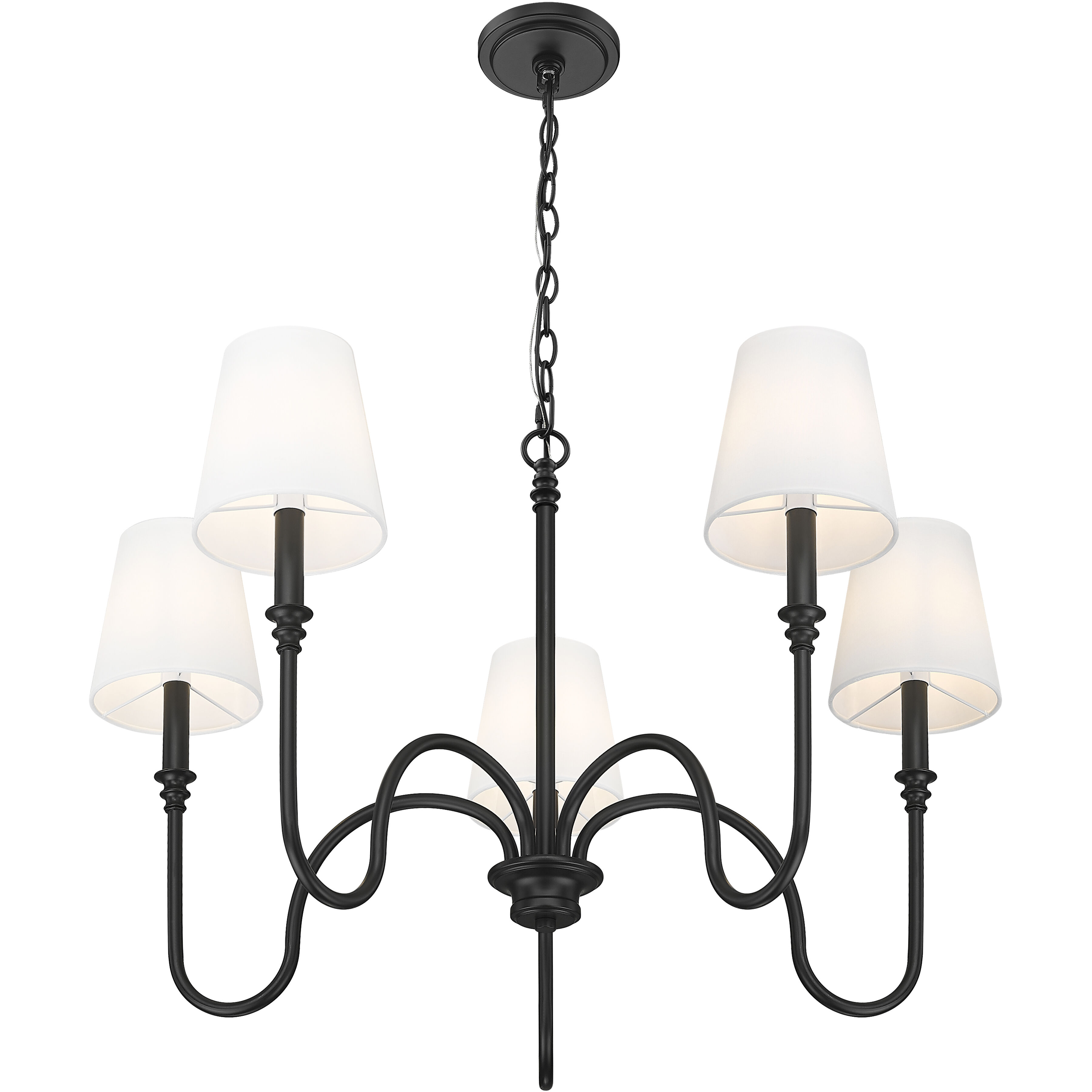 Jisele 5 Light 30 inch Matte Black Chandelier Ceiling Light