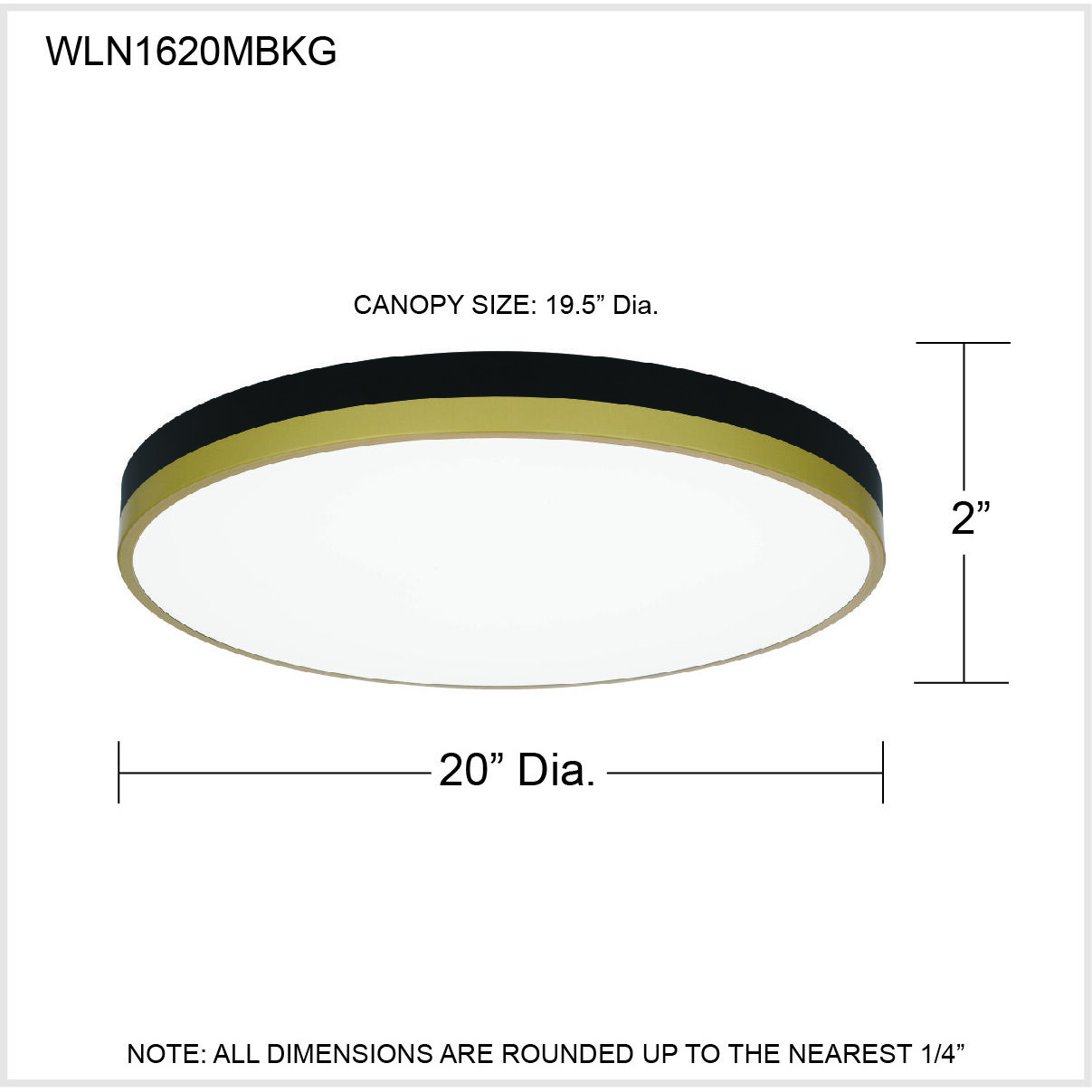 Weldin LED 20 inch Matte Black Gold Flush Mount Ceiling Light