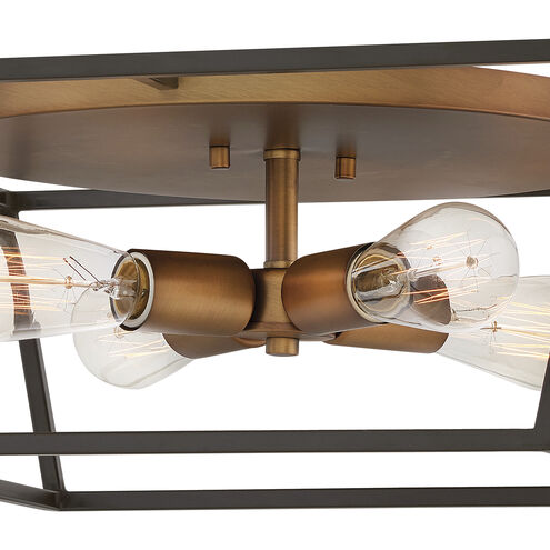 Fulton 4 Light 18 inch Bronze with Heirloom Brass Indoor Flush Mount Ceiling Light