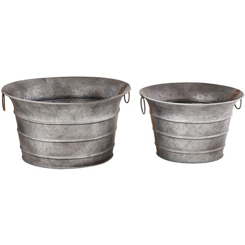 Fairhaven Galvanized with Brass Planter