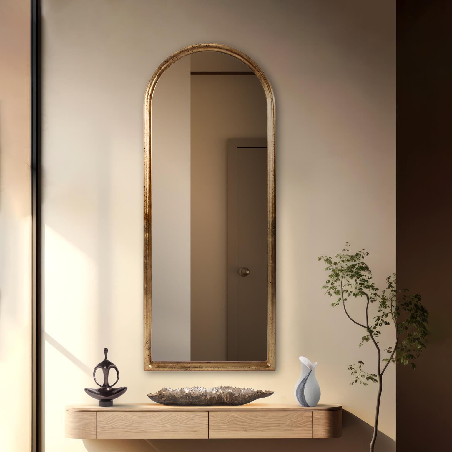 Tirtoff 78.5 X 30.5 inch Gold Leaf Mirror