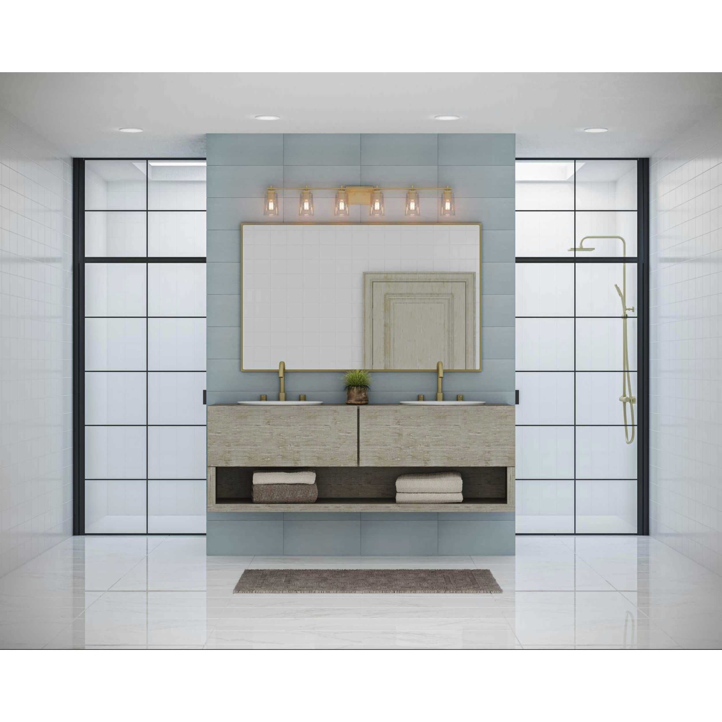 Adley 6 Light 49 inch Satin Brass Bath Vanity Wall Light