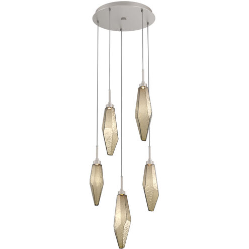 Rock Crystal LED 18.4 inch Beige Silver Chandelier Ceiling Light in 3000K LED, Metallic Beige Silver, Chilled Bronze, Round Multi-Port