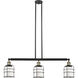 Franklin Restoration Small Bell Cage LED 38.5 inch Black Antique Brass Island Light Ceiling Light in Matte White Glass, Franklin Restoration