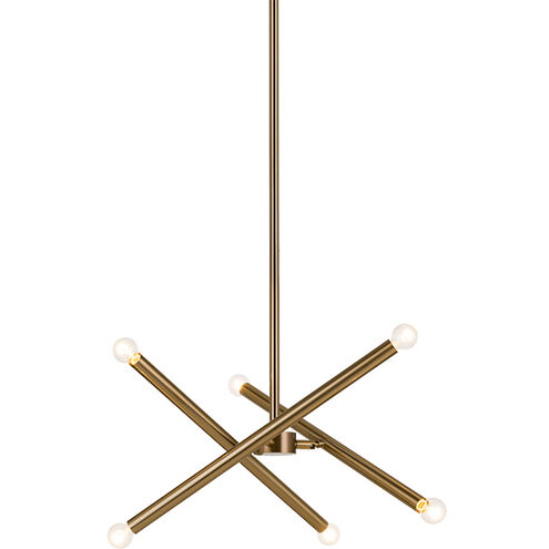 Matchstix 6 Light 25 inch Aged Gold Brass Pendant Ceiling Light in Aged Gold Brass and Clear