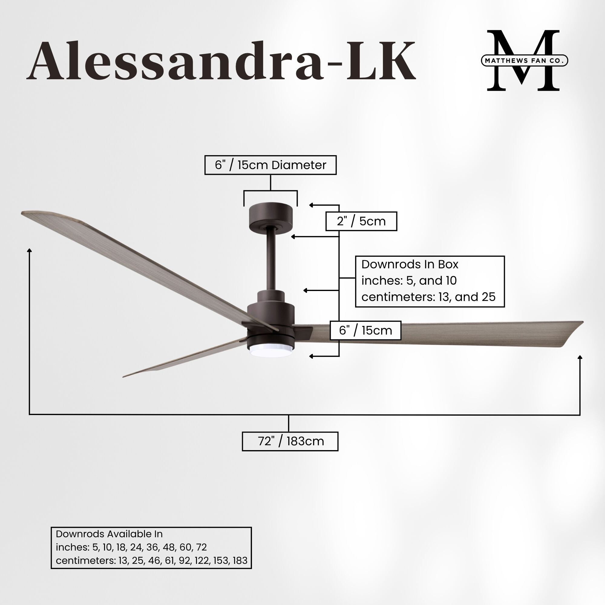 Atlas Alessandra - LK 72 inch Textured Bronze with Gray Ash Tone Blades Ceiling Fan
