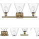 Ballston Ballston Cone LED 28 inch Brushed Brass Bath Vanity Light Wall Light in Clear Glass