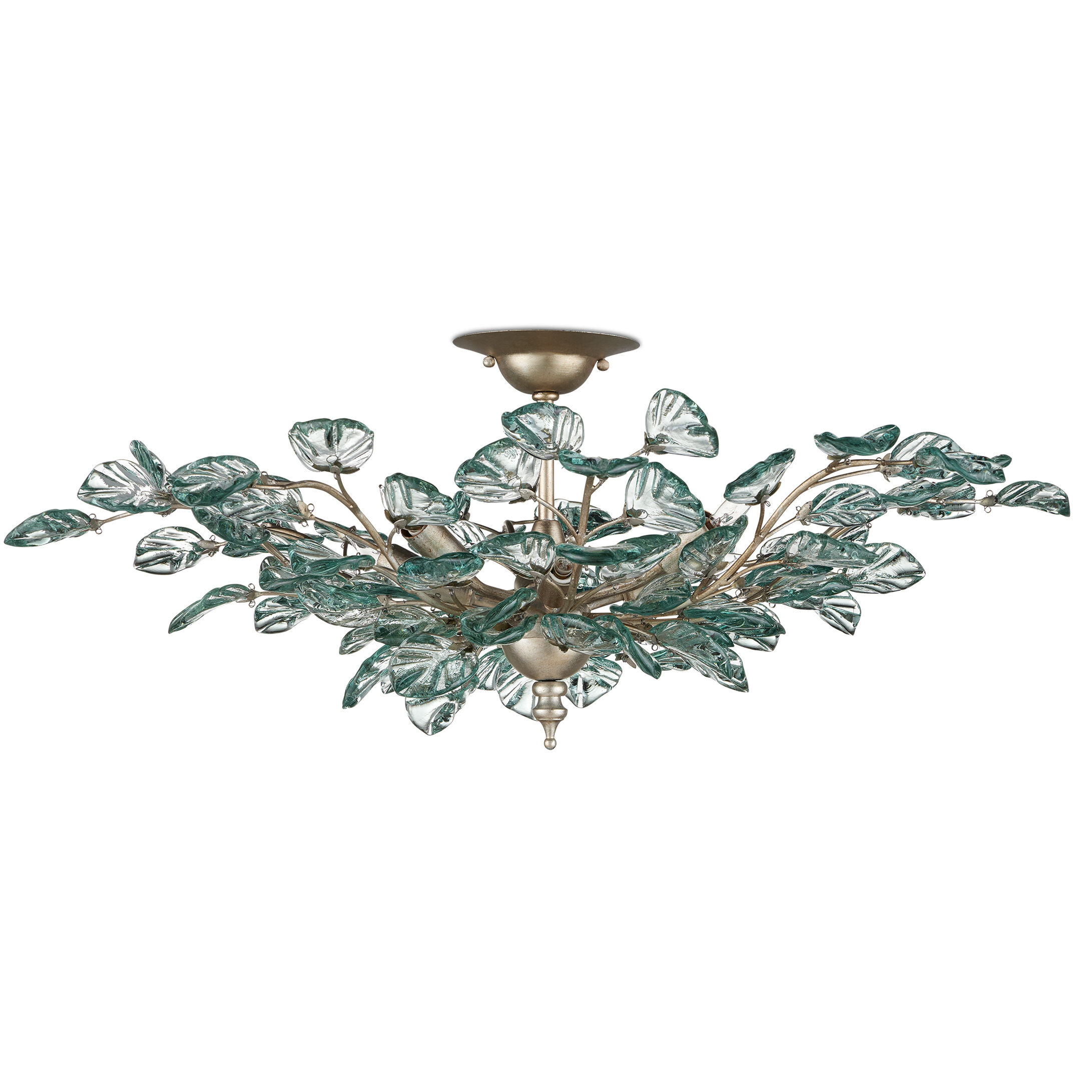 Baobab 8 Light 33.5 inch Contemporary Silver Leaf/Clear Semi-Flush Mount Ceiling Light