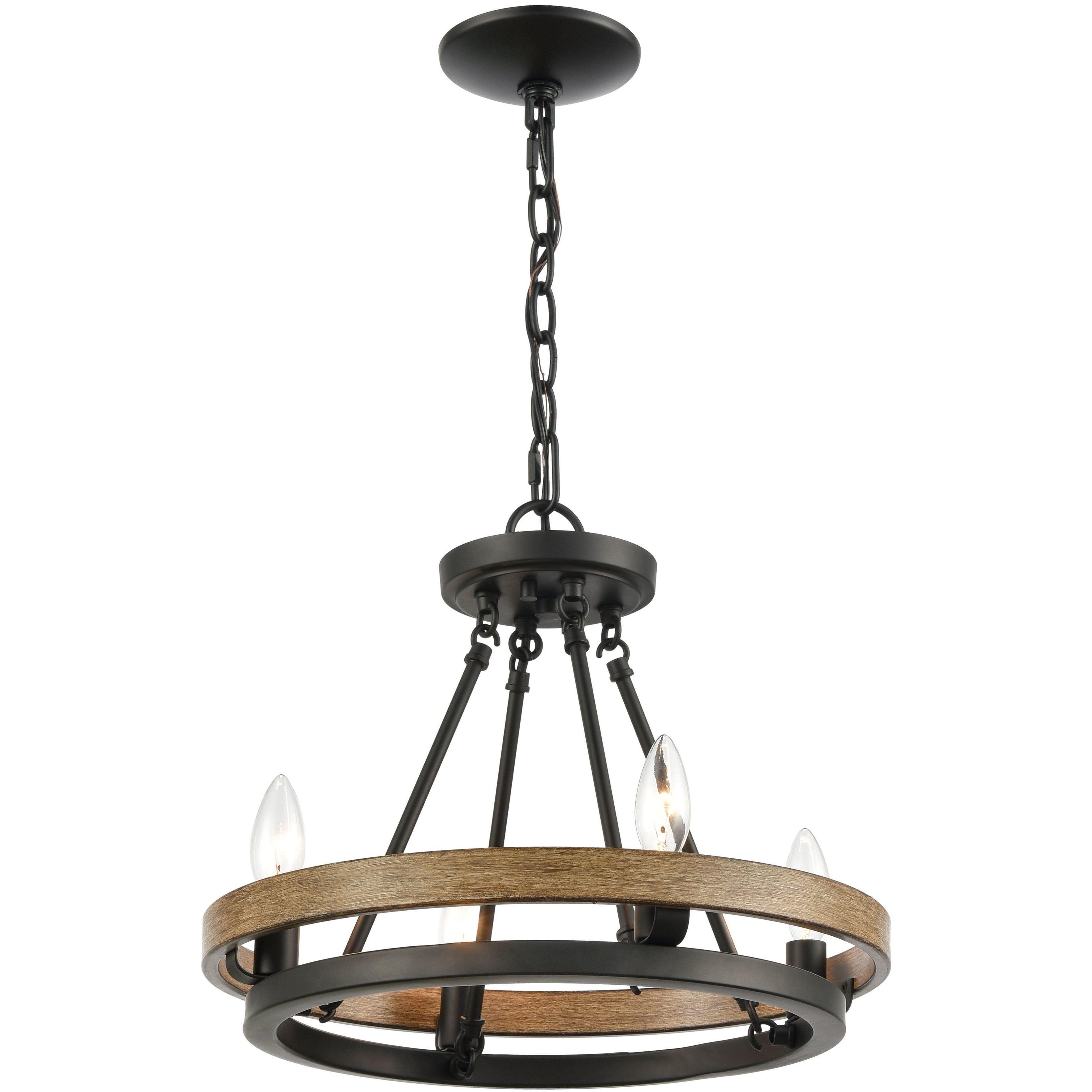 Ramsey 4 Light 16 inch Matte Black with Aspen Chandelier Ceiling Light