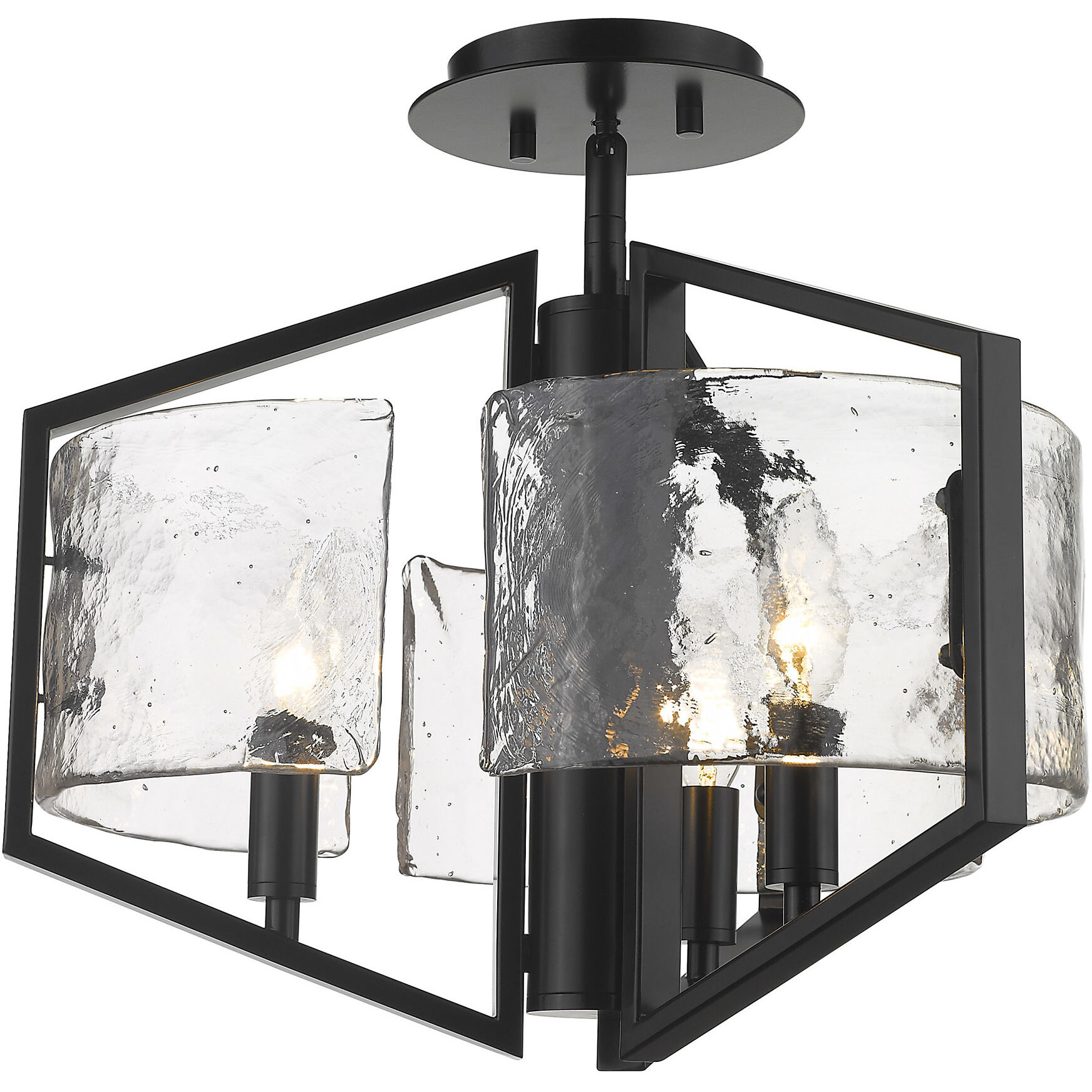 Varsha 3 Light 16.75 inch Matte Black Semi-Flush Mount Ceiling Light