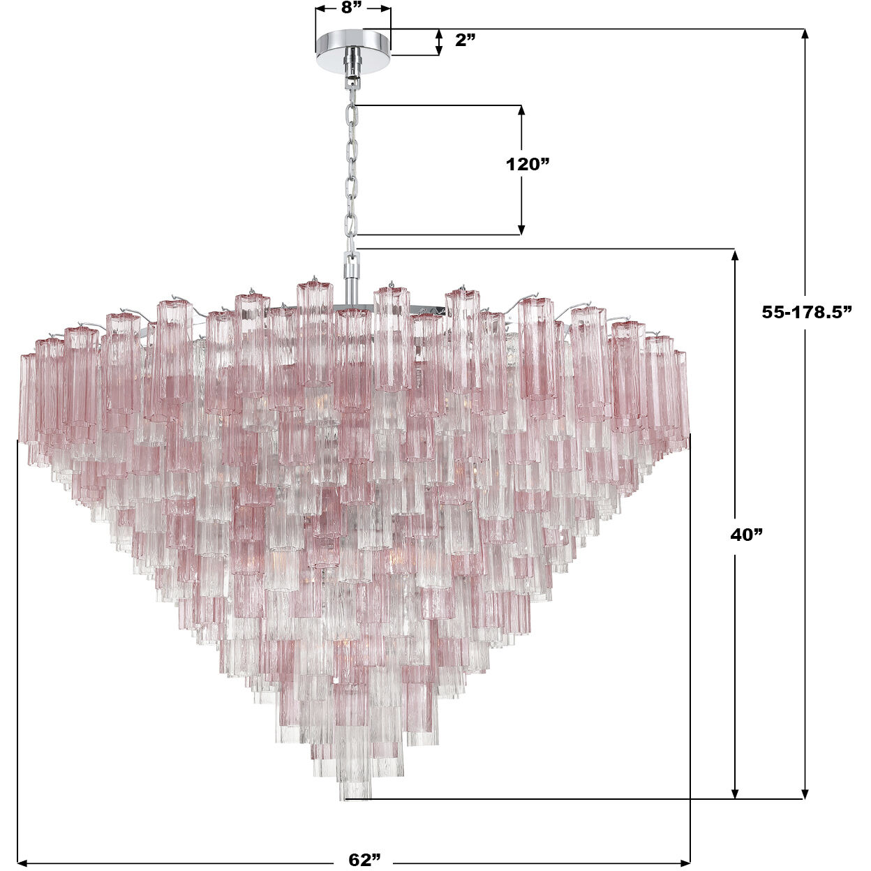 Addis 40 Light 62 inch Polished Chrome Chandelier Ceiling Light