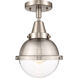 Franklin Restoration Hampden LED 7 inch Brushed Satin Nickel Flush Mount Ceiling Light in Clear Glass