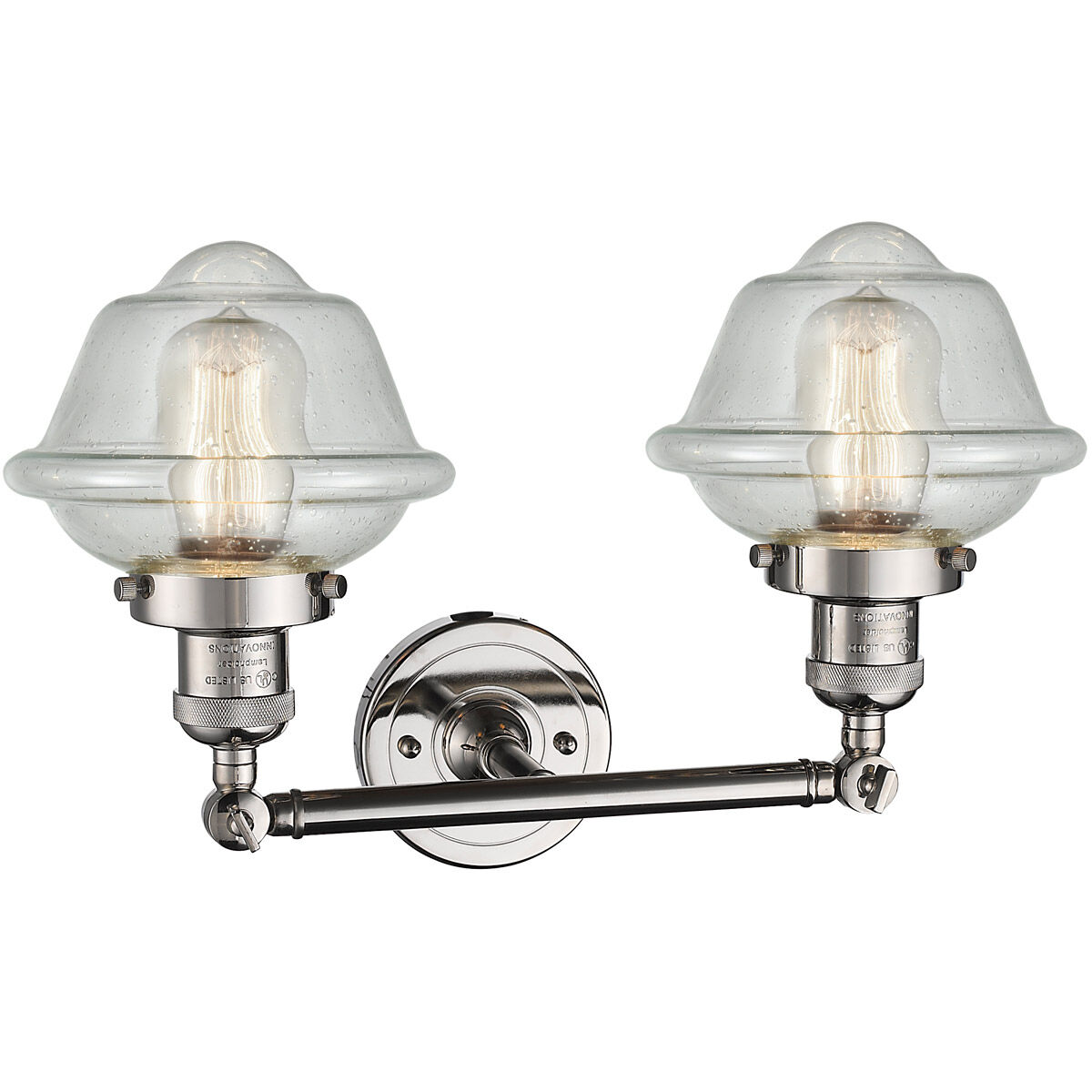 Franklin Restoration Small Oxford 2 Light 17 inch Polished Nickel Bath Vanity Light Wall Light in Seedy Glass, Franklin Restoration