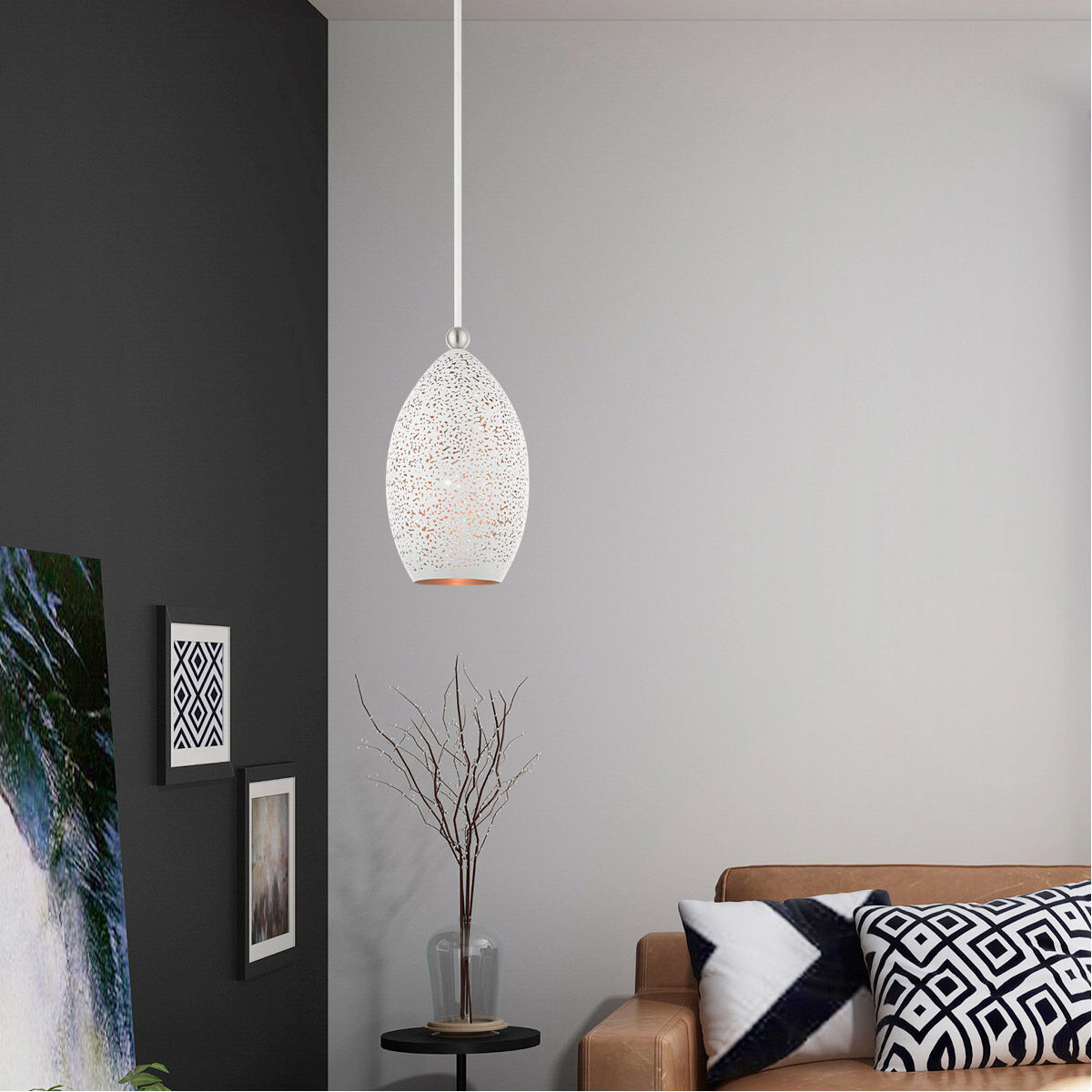 Charlton 1 Light 9 inch White with Brushed Nickel Accents Pendant Ceiling Light