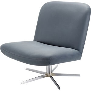Harpiste Upholstery: Pale Blue; Base: Metallic - Silver Swivel Chair