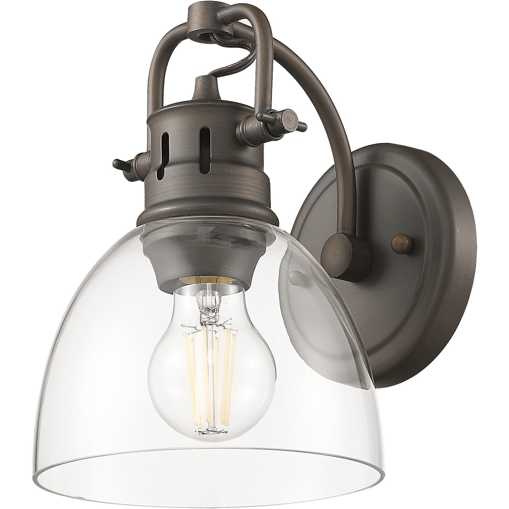 Yep Duncan Vanity Wall Light in Rubbed Bronze, Clear Glass