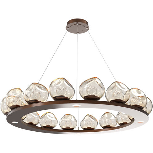 Luna LED Burnished Bronze Multi-Pendant Ceiling Light in 3000K LED, Floret Inner - Amber Outer