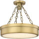 Anders LED 15 inch Rubbed Brass Semi Flush Mount Ceiling Light