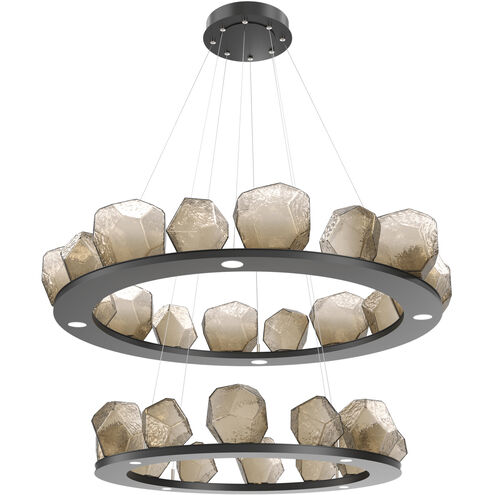 Gem LED 48.7 inch Matte Black Chandelier Ceiling Light, Two-Tier Ring