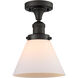 Franklin Restoration Large Cone 1 Light 8 inch Oil Rubbed Bronze Semi-Flush Mount Ceiling Light in Matte White Glass, Franklin Restoration