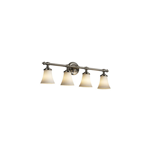 Fusion 4 Light 31.5 inch Brushed Nickel Bath Bar Wall Light in Incandescent, Opal Fusion