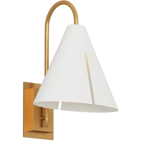Kelly by Kelly Wearstler Cambre 7 inch 9 watt Matte White and Burnished Brass Task Wall Sconce Wall Light in Matte White / Burnished Brass