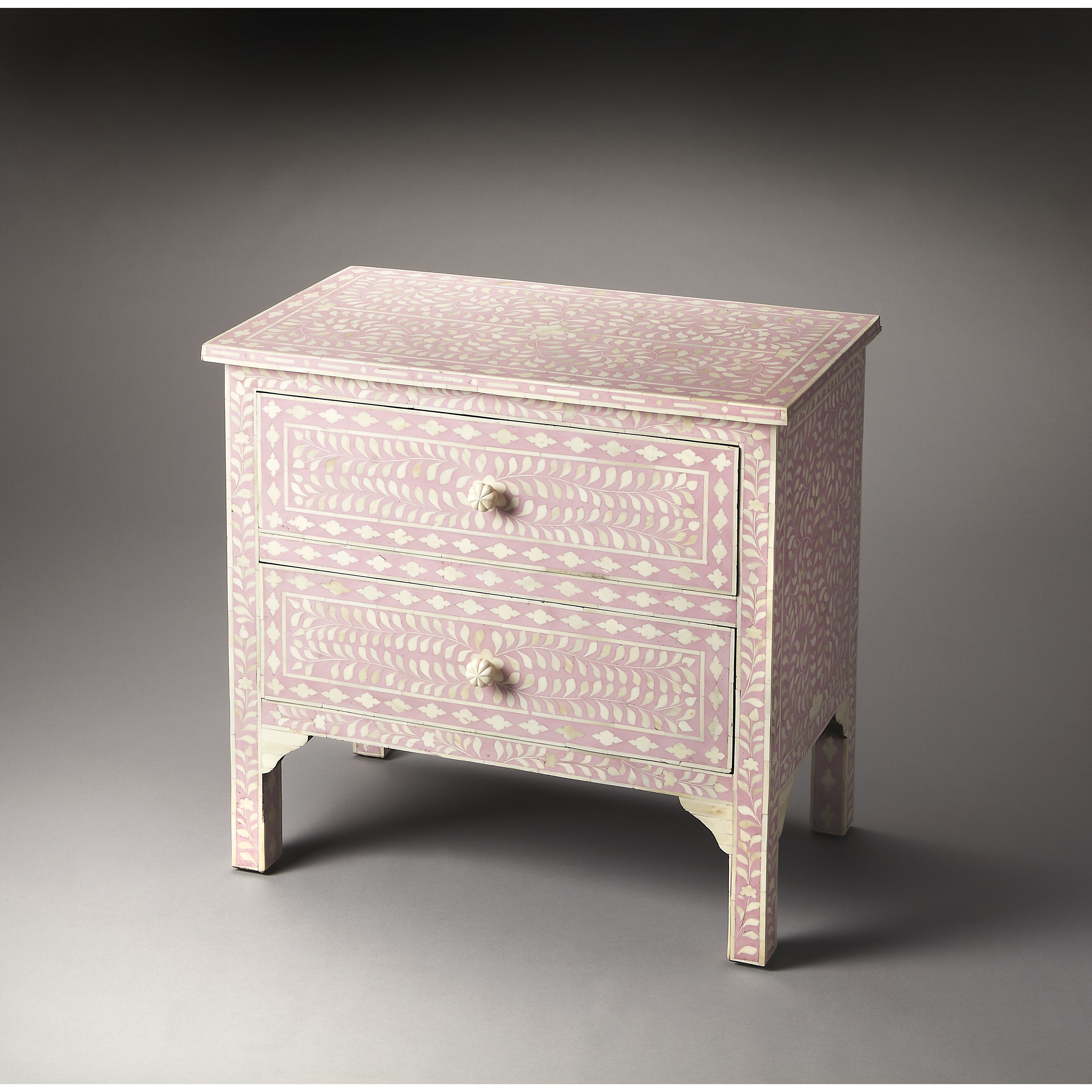 Vivienne Pink Bone Inlay Accent Chest in Pink