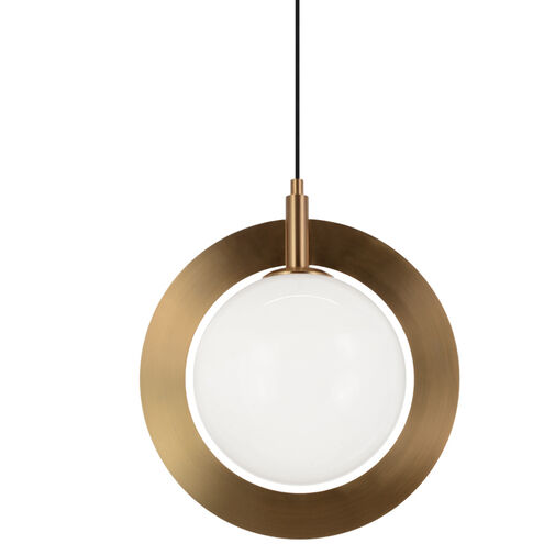 Astro 1 Light 10 inch Aged Gold Brass Pendant Ceiling Light in Aged Gold Brass and Opal Glass