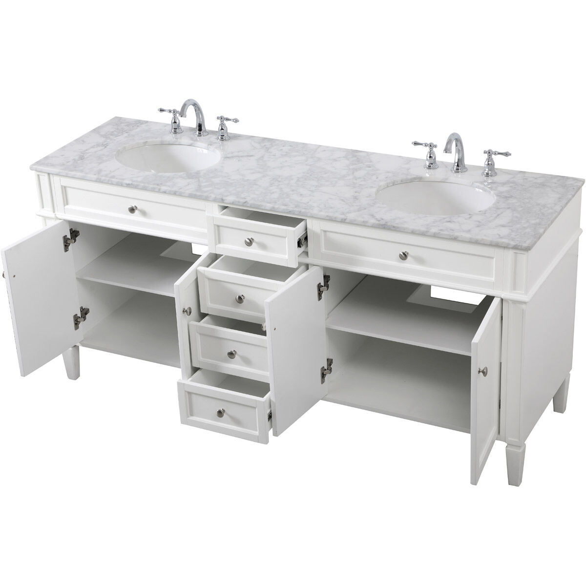 Park Avenue 72 X 22 X 35 inch White Vanity Sink Set