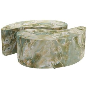 Adeline 38 X 14 inch Jade Faux Marble Coffee Tables, Set of 2