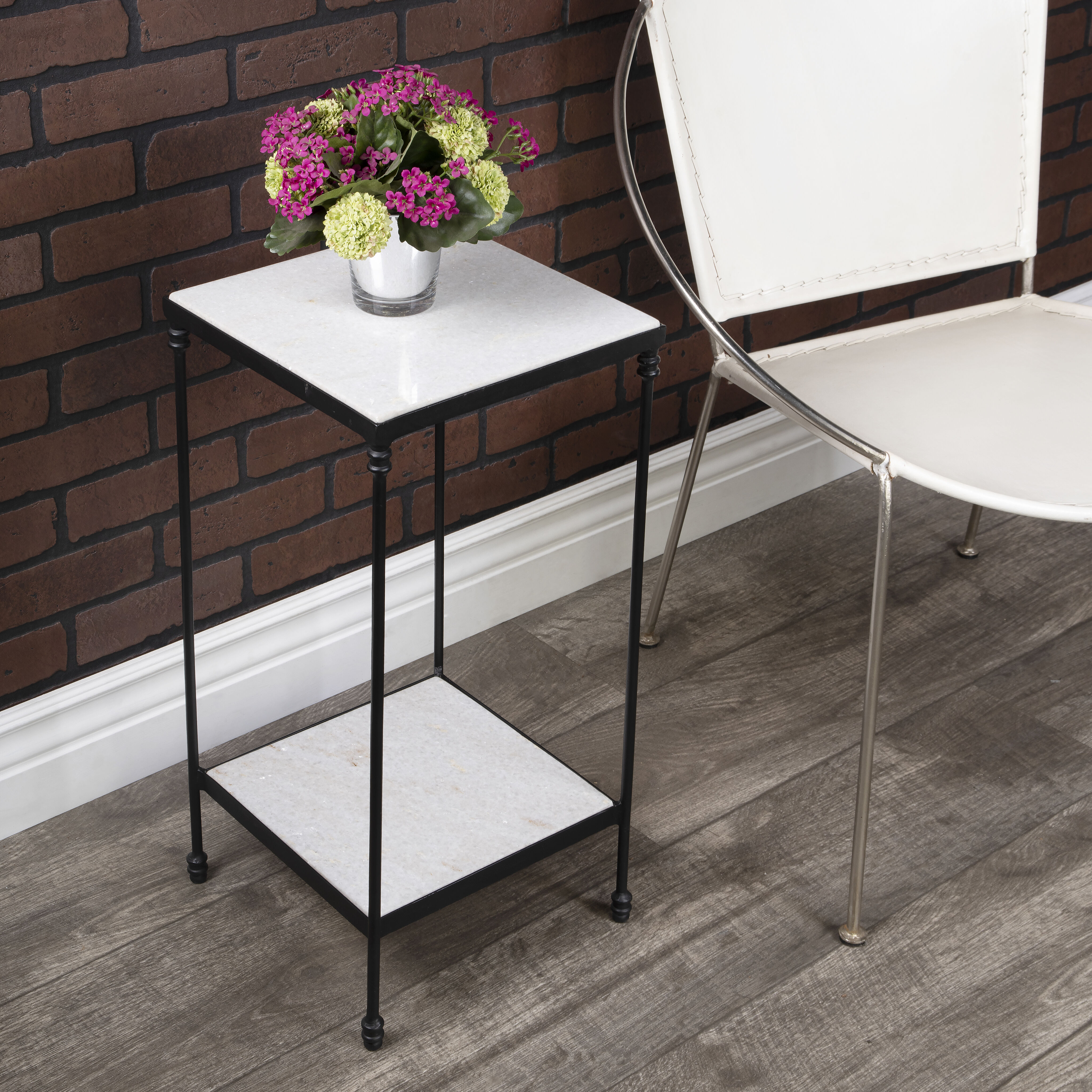 Larkin Marble & Iron 24 X 12 inch Metalworks Accent Table
